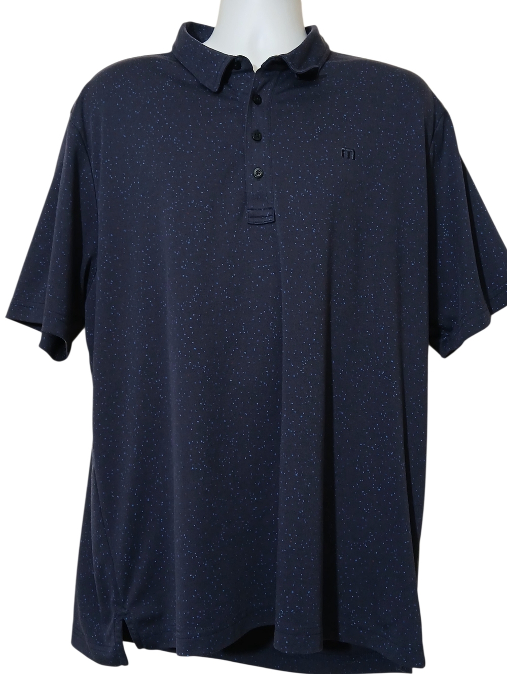 Travis Mathew Men's XXL Golf Polo Shirt Dark Blue Dot Print Short Sleeve